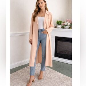 PORTS INTERNATIONAL Peach Pure Wool Festival Coatigan Size 10 NWOT